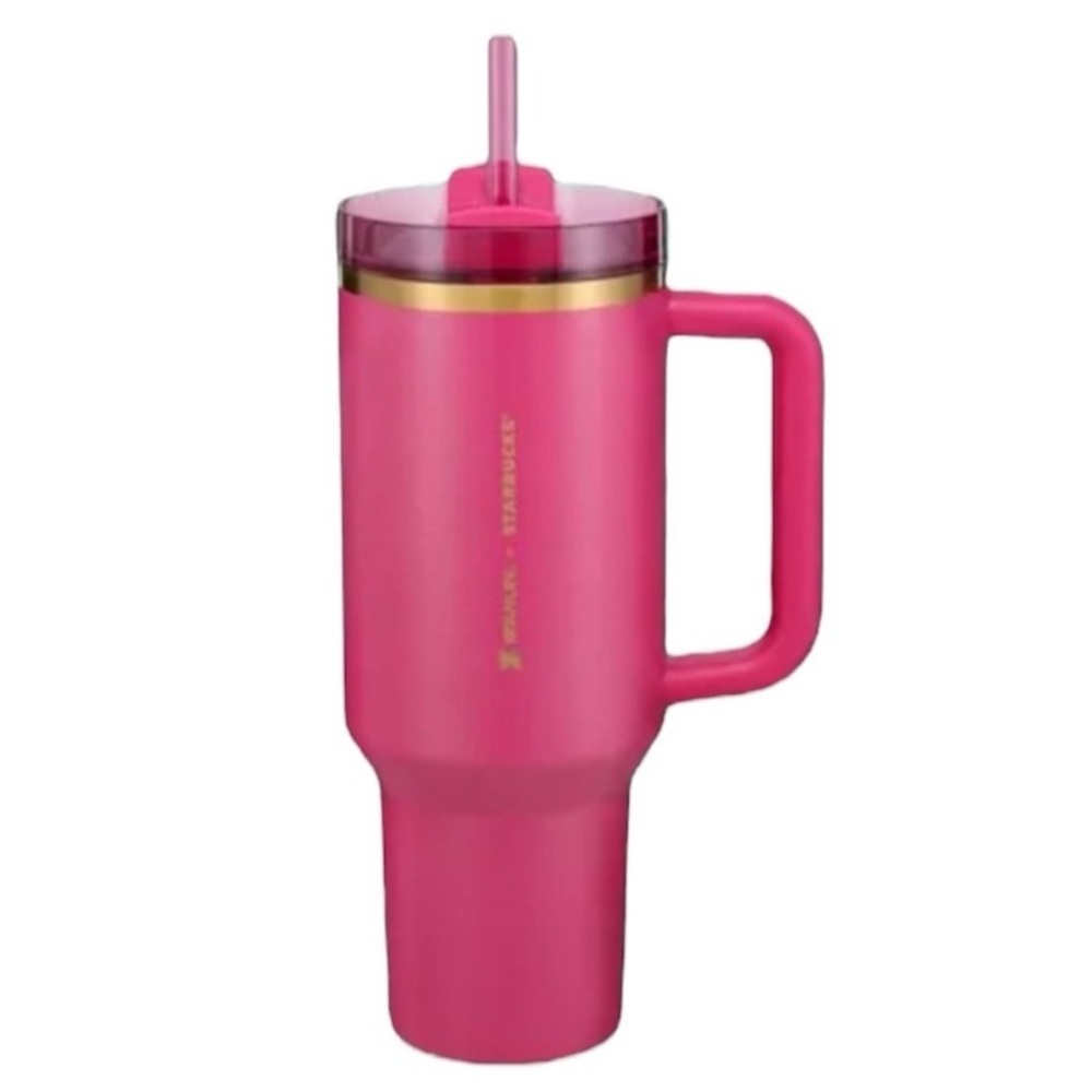 Stanley Starbucks 40oz Berry Pink Glitter Tumbler Holiday 2024 NWT